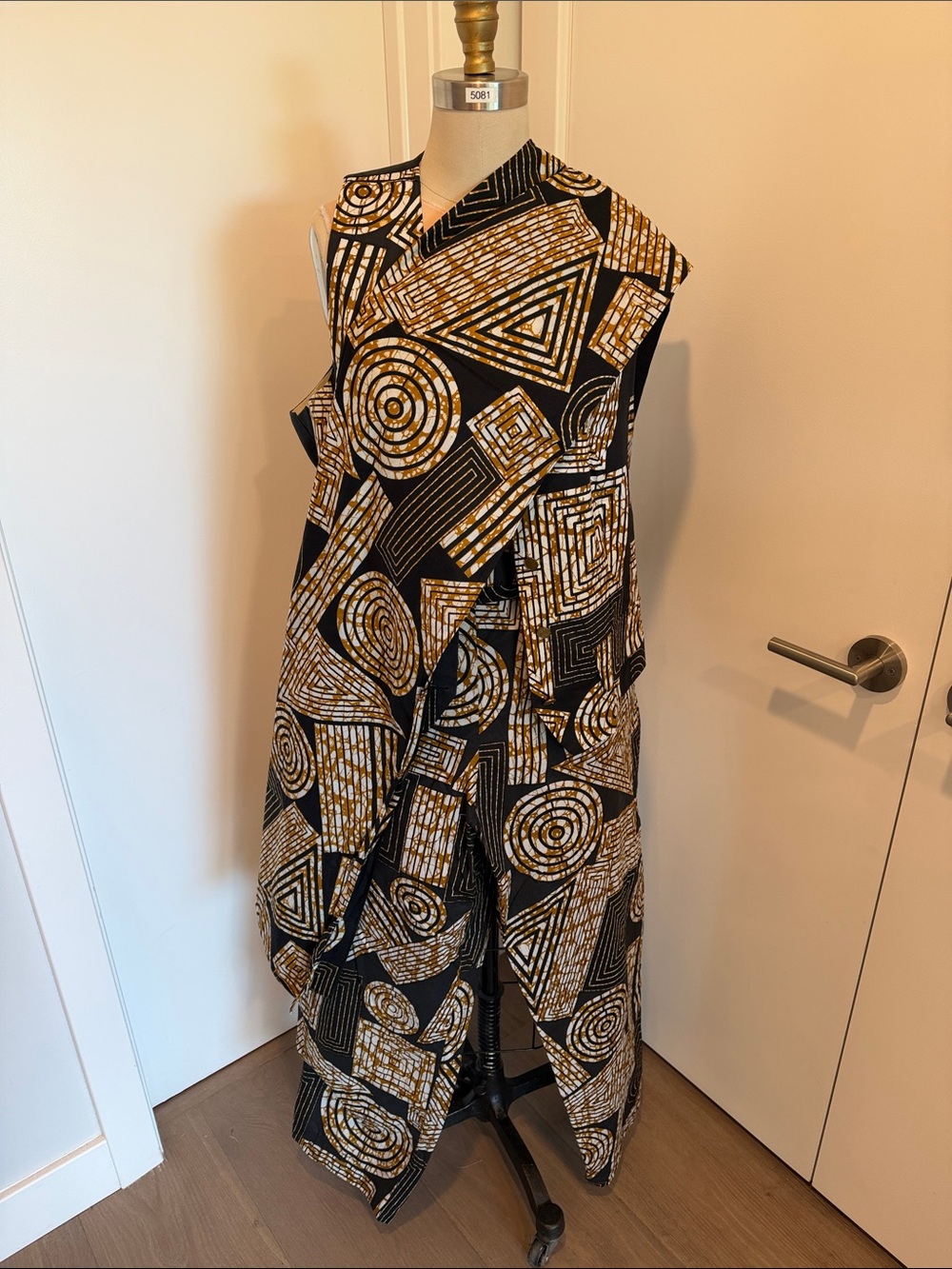 Ankara Geometric Vest & Pants Set with Matching Scarf